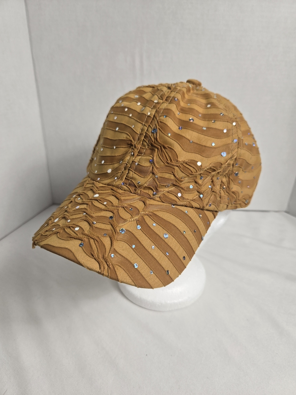 Something Special LA Mustard Rhinestone Distressed Baseball Cap Hat Adjustable